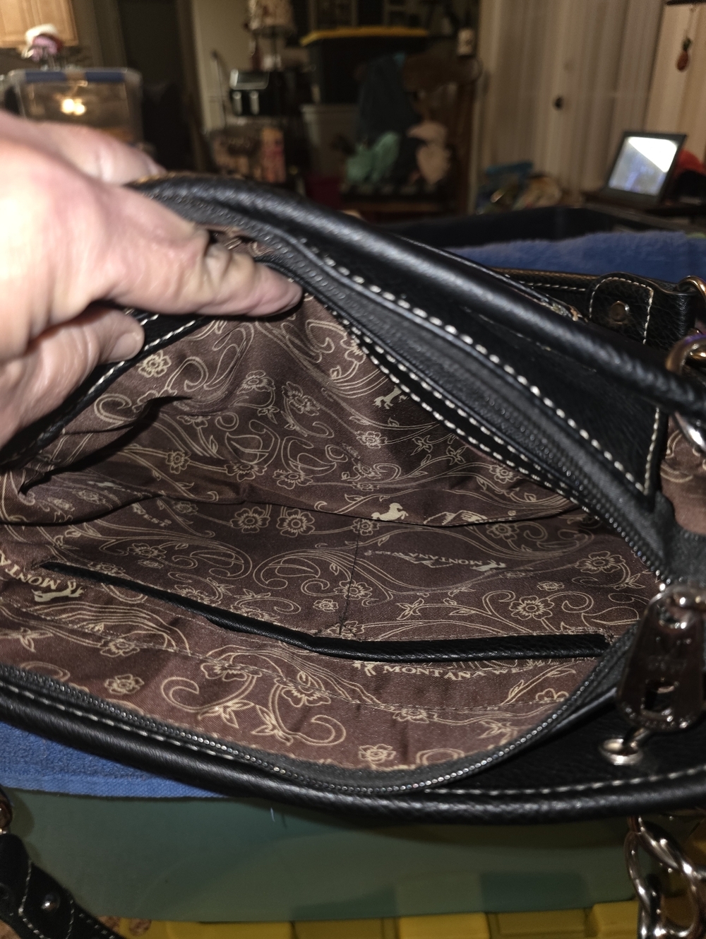 Montana West Black Leather Shoulder Bag with Multicolor Sugar Skull Embroidery - Picture 9 of 14